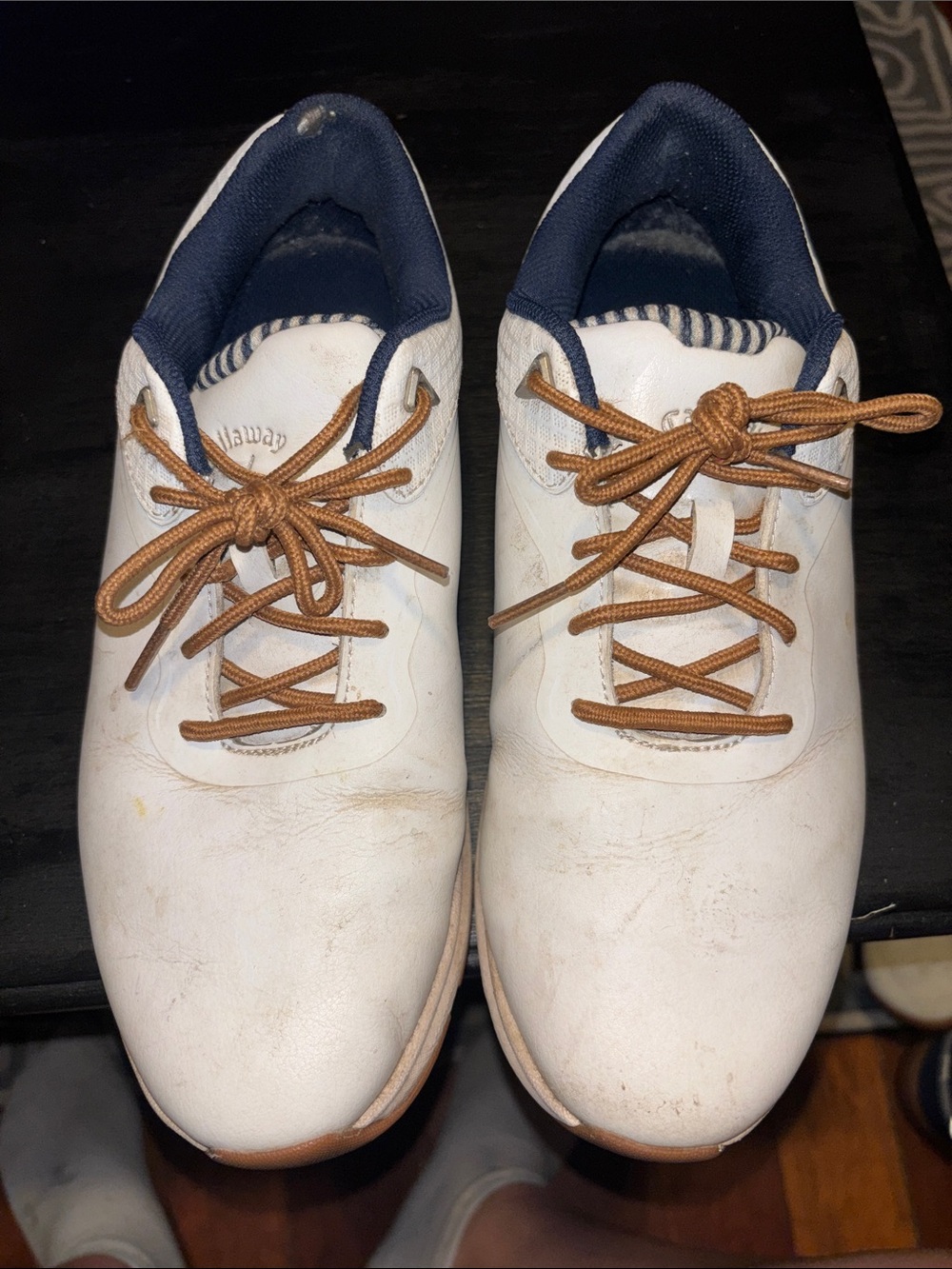White and Tan Women’s Waterproof Golf Shoes